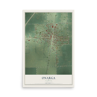 Map of Onarga, Illinois, 12 x 18 inch unframed archival matte print