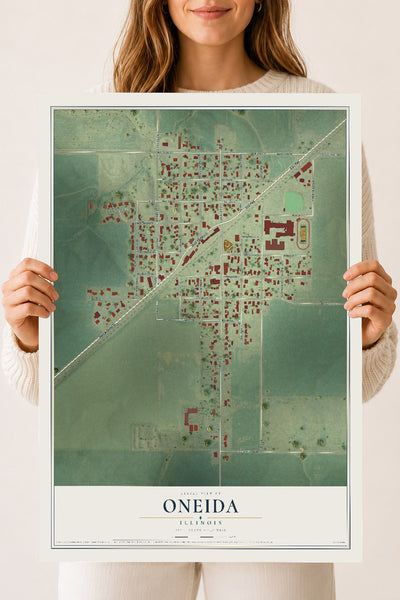 Map of Oneida, Illinois, 18 x 24 inch unframed archival matte print