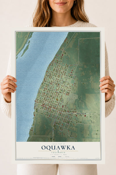 Map of Oquawka, Illinois, 18 x 24 inch unframed archival matte print