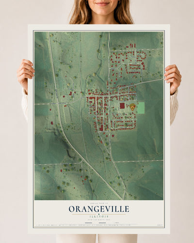 Map of Orangeville, Illinois, 24 x 36 inch unframed archival matte print