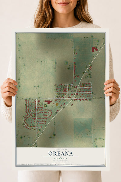 Map of Oreana, Illinois, 18 x 24 inch unframed archival matte print