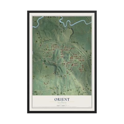 Map of Orient, Illinois, 12 x 18 inch print in a black wood frame