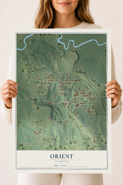 Map of Orient, Illinois, 18 x 24 inch unframed archival matte print