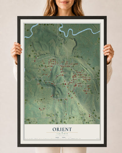 Map of Orient, Illinois, 24 x 36 inch print in a black wood frame