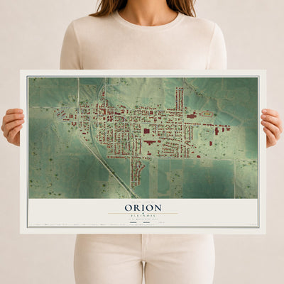 Map of Orion, Illinois, 12 x 18 inch unframed archival matte print