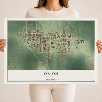 Map of Orion, Illinois, 18 x 24 inch unframed archival matte print