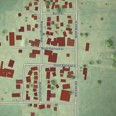 Close-up of the map of Osco, Illinois print showing street and building detail