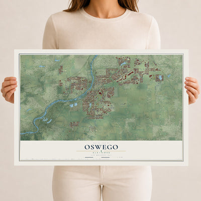 Map of Oswego, Illinois, 12 x 18 inch unframed archival matte print