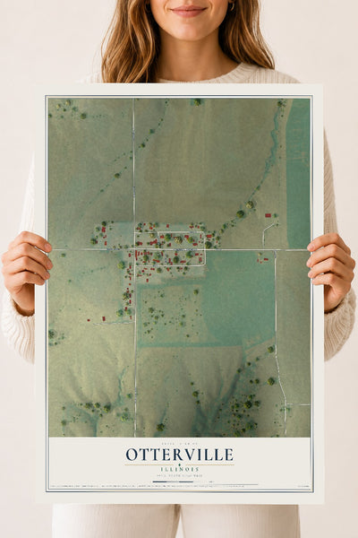 Map of Otterville, Illinois, 18 x 24 inch unframed archival matte print