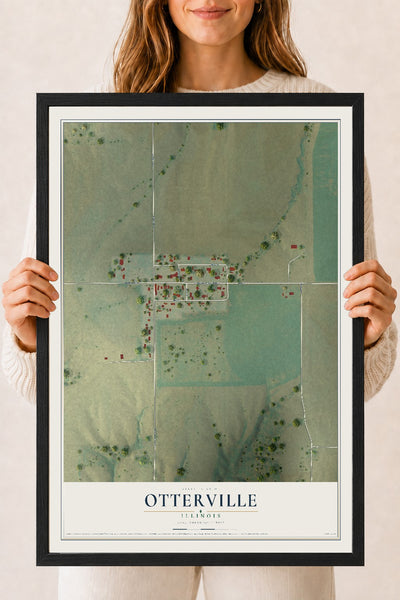 Map of Otterville, Illinois, 18 x 24 inch print in a black wood frame