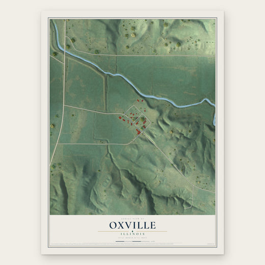 Oxville, Illinois map print, the full design