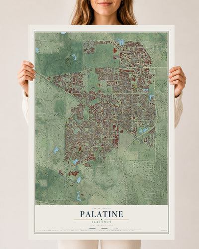 Map of Palatine, Illinois, 24 x 36 inch unframed archival matte print