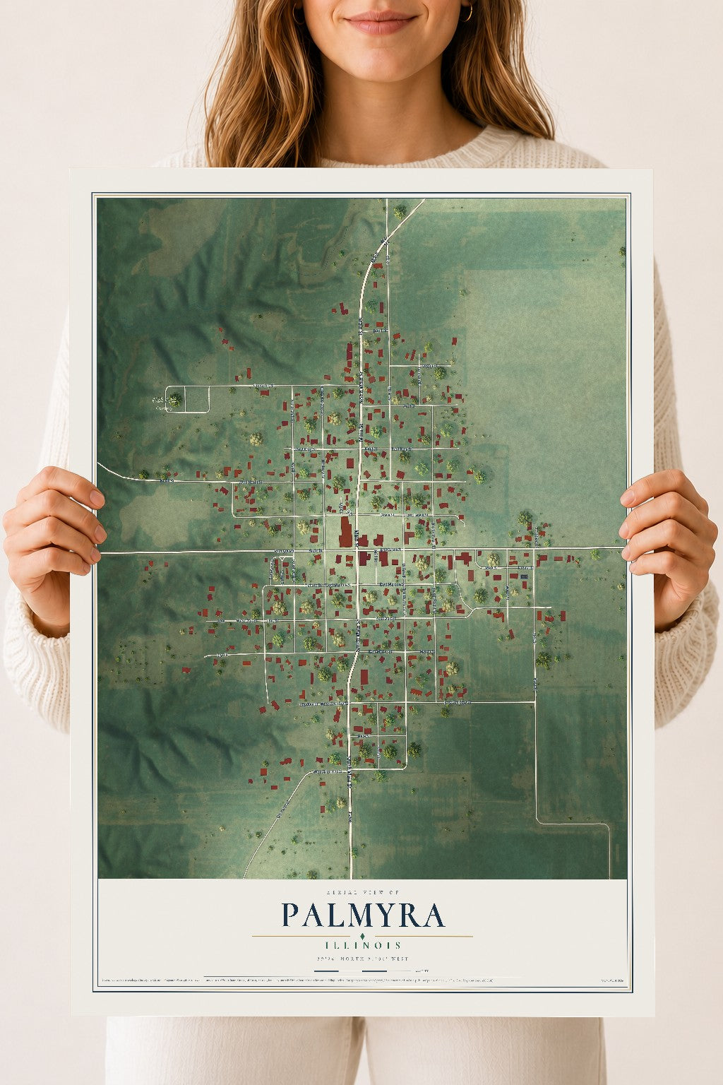 Map of Palmyra, Illinois, 18 x 24 inch unframed archival matte print