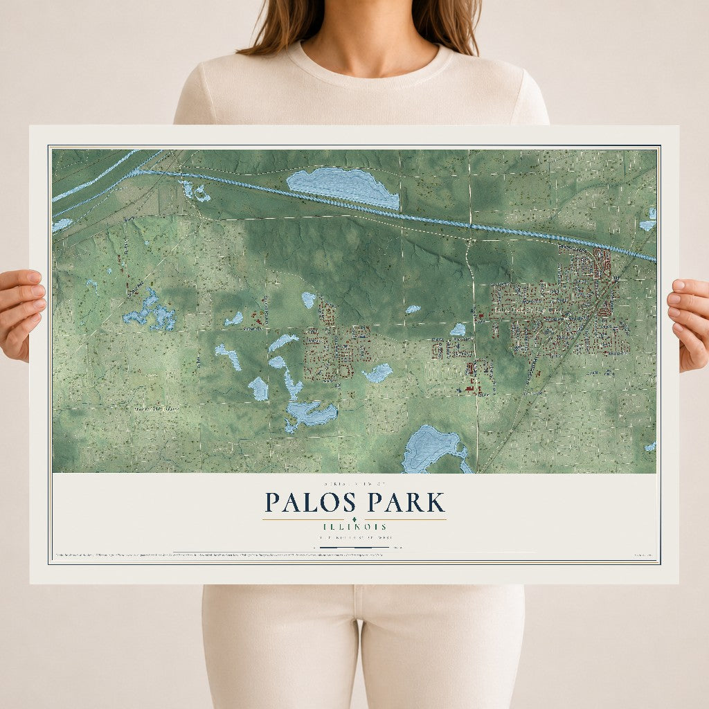 Map of Palos Park, Illinois, 18 x 24 inch unframed archival matte print