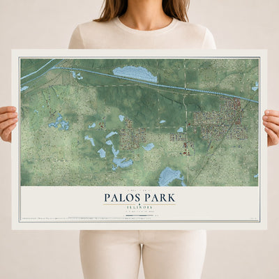 Map of Palos Park, Illinois, 18 x 24 inch unframed archival matte print