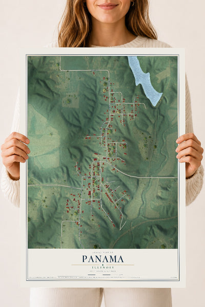 Map of Panama, Illinois, 18 x 24 inch unframed archival matte print