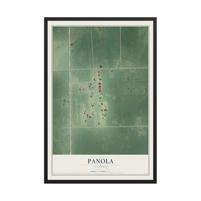 Map of Panola, Illinois, 12 x 18 inch print in a black wood frame