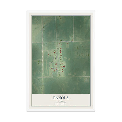 Map of Panola, Illinois, 12 x 18 inch print in a white wood frame