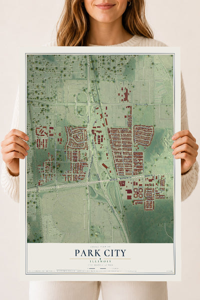 Map of Park City, Illinois, 18 x 24 inch unframed archival matte print