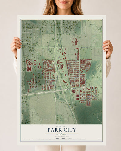 Map of Park City, Illinois, 24 x 36 inch unframed archival matte print
