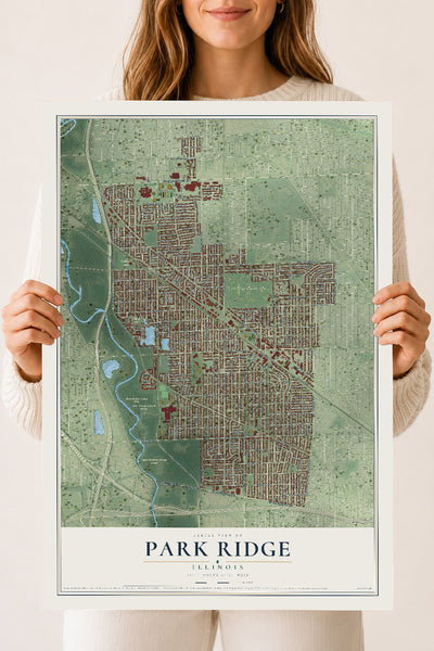 Map of Park Ridge, Illinois, 18 x 24 inch unframed archival matte print