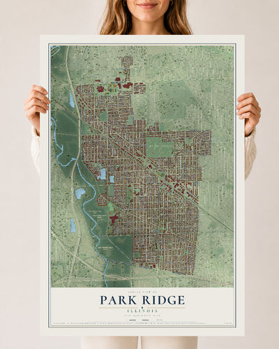Map of Park Ridge, Illinois, 24 x 36 inch unframed archival matte print