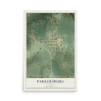 Map of Parkersburg, Illinois, 12 x 18 inch unframed archival matte print