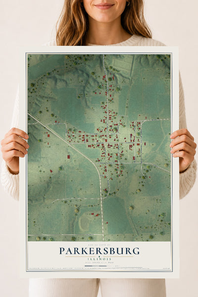 Map of Parkersburg, Illinois, 18 x 24 inch unframed archival matte print