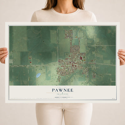 Map of Pawnee, Illinois, 18 x 24 inch unframed archival matte print