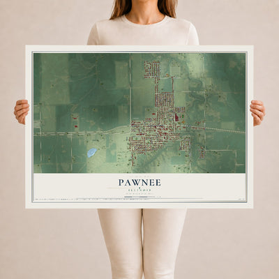 Map of Pawnee, Illinois, 24 x 36 inch unframed archival matte print