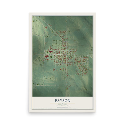 Map of Payson, Illinois, 12 x 18 inch unframed archival matte print