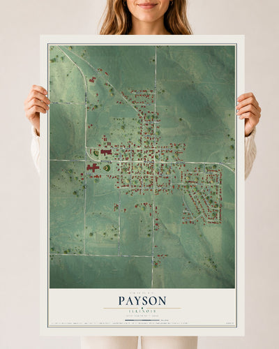 Map of Payson, Illinois, 24 x 36 inch unframed archival matte print
