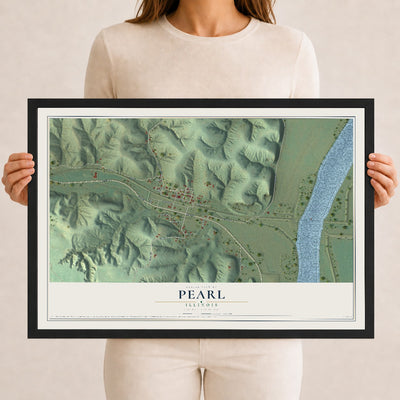 Map of Pearl, Illinois, 12 x 18 inch print in a black wood frame