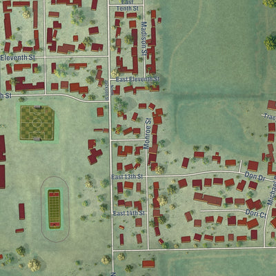 Second close-up of the map of Pecatonica, Illinois print showing more streets and buildings