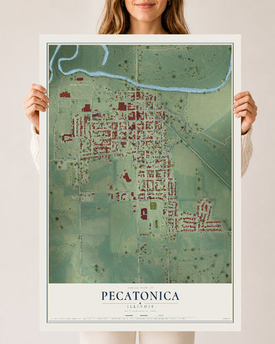 Map of Pecatonica, Illinois, 24 x 36 inch unframed archival matte print