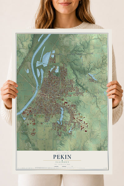 Map of Pekin, Illinois, 18 x 24 inch unframed archival matte print