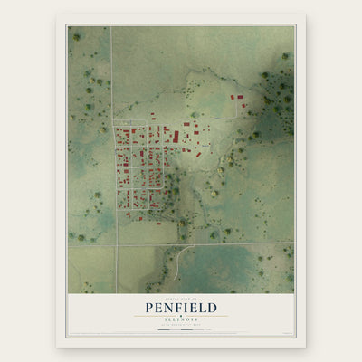 Penfield, Illinois map print, the full design