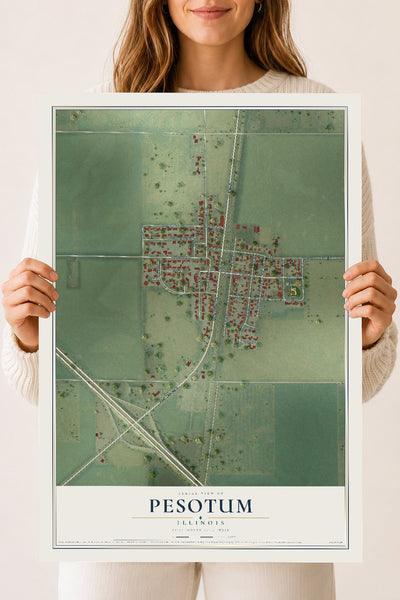 Map of Pesotum, Illinois, 18 x 24 inch unframed archival matte print