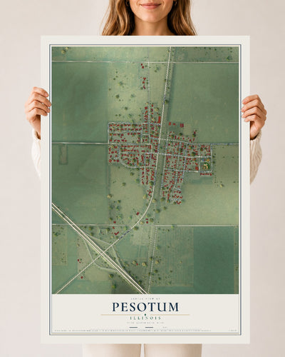 Map of Pesotum, Illinois, 24 x 36 inch unframed archival matte print