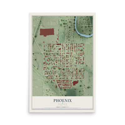 Map of Phoenix, Illinois, 12 x 18 inch unframed archival matte print