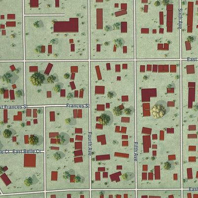 Close-up of the map of Phoenix, Illinois print showing street and building detail