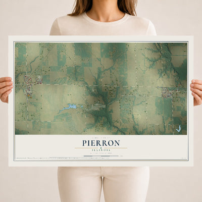 Map of Pierron, Illinois, 18 x 24 inch unframed archival matte print