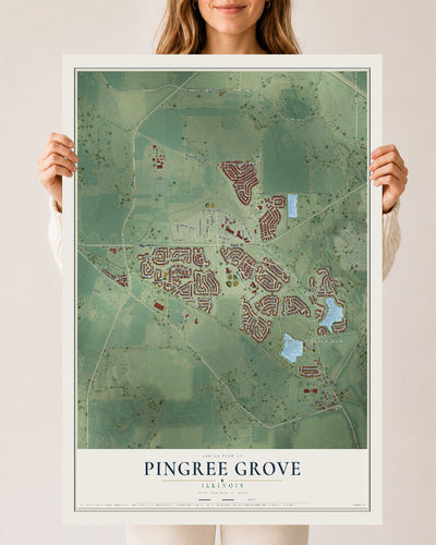 Map of Pingree Grove, Illinois, 24 x 36 inch unframed archival matte print