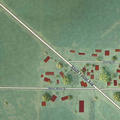 Second close-up of the map of Plainville, Illinois print showing more streets and buildings