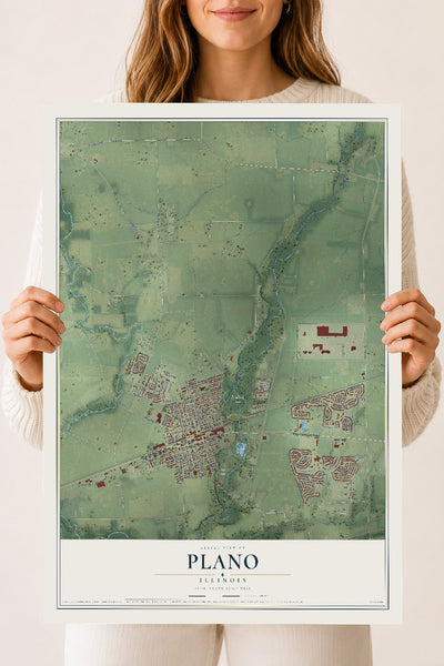 Map of Plano, Illinois, 18 x 24 inch unframed archival matte print