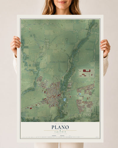 Map of Plano, Illinois, 24 x 36 inch unframed archival matte print