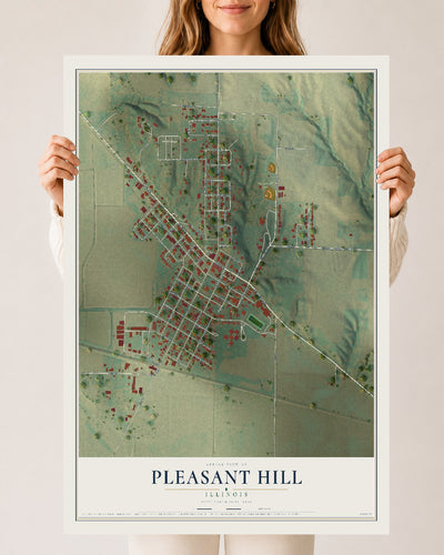 Map of Pleasant Hill, Illinois, 24 x 36 inch unframed archival matte print