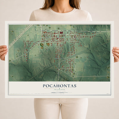 Map of Pocahontas, Illinois, 18 x 24 inch unframed archival matte print