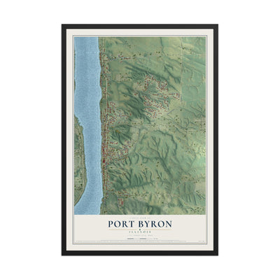 Map of Port Byron, Illinois, 12 x 18 inch print in a black wood frame
