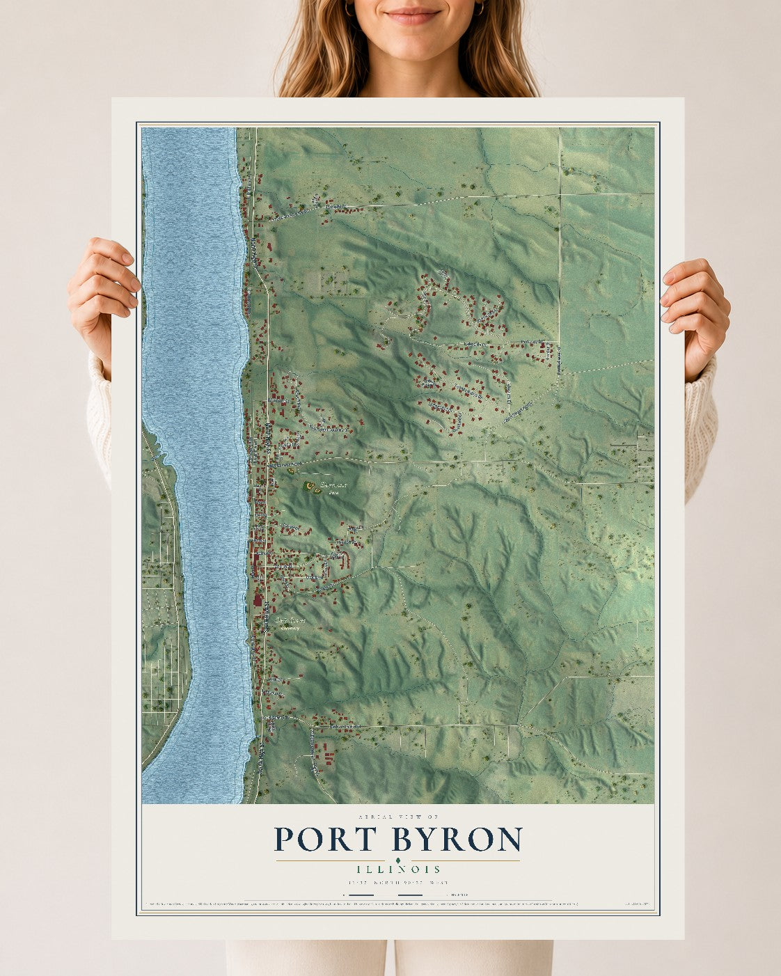 Map of Port Byron, Illinois, 24 x 36 inch unframed archival matte print